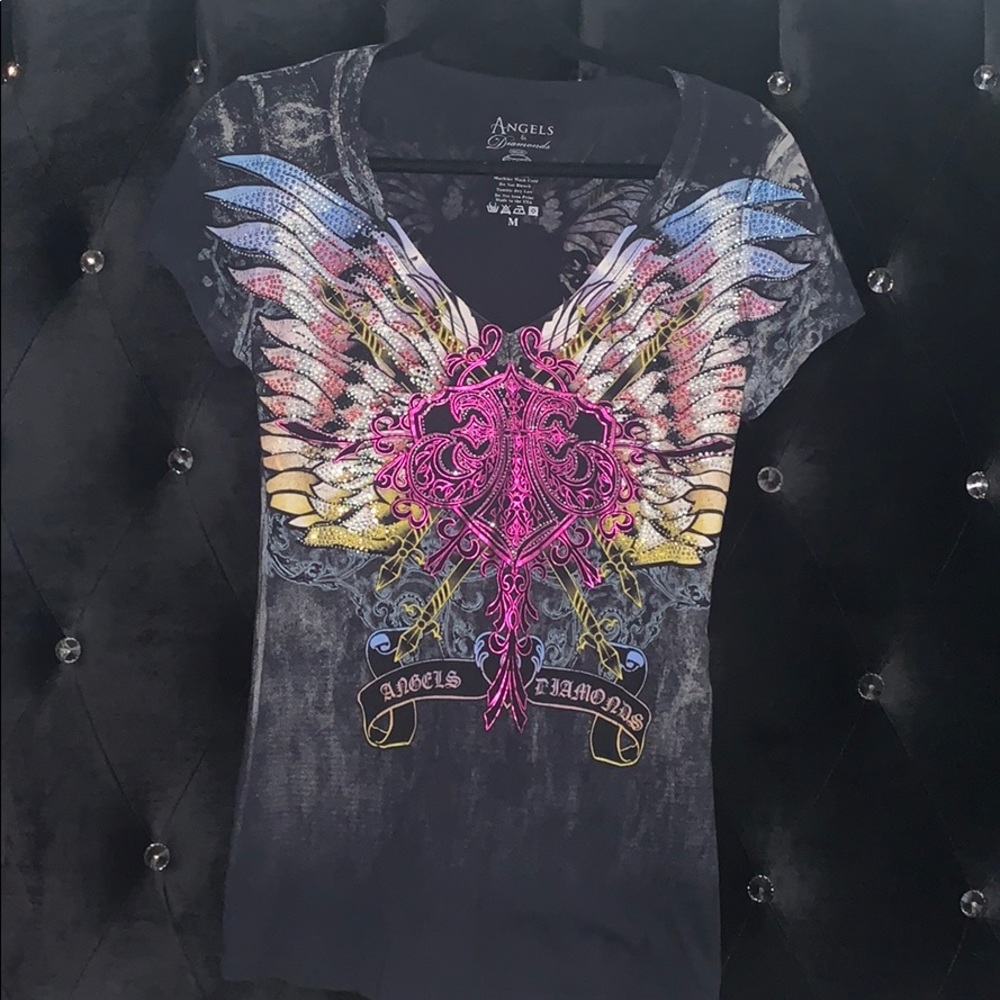 Angels & Diamonds Medium Wings/Cross Top.